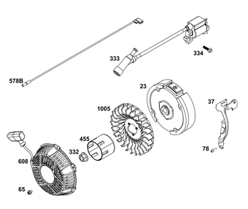 Flywheel, Ignition, And Starter Group Diagram and Parts List for 106232-0391-H5 100000 - 19Z999 Briggs and Stratton Engine